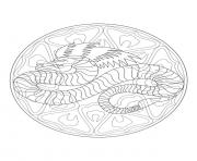 Coloriage coloring mandala dragon 4 